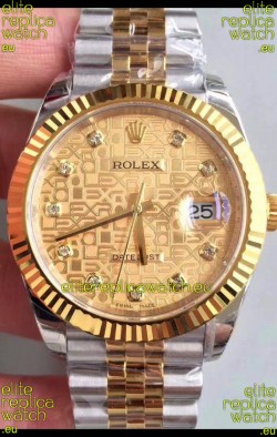 Rolex Datejust 41MM Cal.3135 Movement Swiss Replica Watch in 904L Steel Two Tone Casing Computer Dial