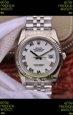 Rolex Datejust 36MM Cal.3135 Movement Swiss Replica Watch in 904L Steel Casing in White Roman Dial