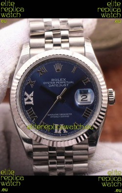 Rolex Datejust 36MM Cal.3135 Movement Swiss Replica Watch in 904L Steel Roman Blue Dial