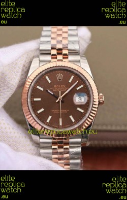 Rolex Datejust 41MM Cal.3135 Movement Swiss Replica Watch in 904L Steel Two Tone Brown Dial