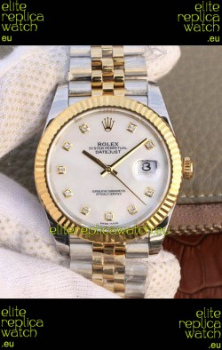 Rolex Datejust 41MM Cal.3135 Movement Swiss Replica Watch in 904L Steel Two Tone Pearl Dial