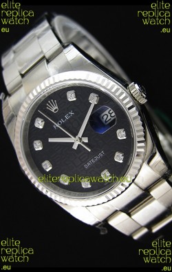 Rolex Datejust 36MM Cal.3135 Movement Swiss Replica Watch in Black Printed Dial