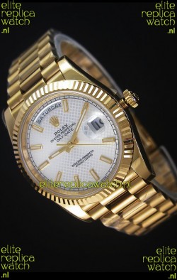 Rolex Day-Date 40MM Replica Watch in Silver dial with Roman Hour Numerals Cal.3255 Swiss Movement