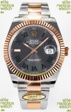 Rolex Super Clone Datejust ETA 3235 Movement 41MM Two Tone Rose Gold Plating Roman Dial Watch