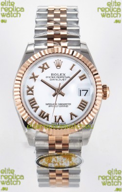 Rolex Super Clone Datejust ETA 2688 Movement 31MM Two Tone Rose Gold Swiss White Dial