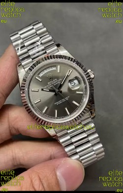 Rolex Day Date Presidential Stainless Steel Grey Dial Watch 40MM - 1:1 Mirror Quality