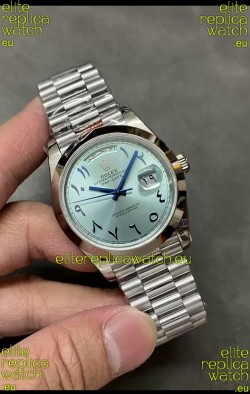 Rolex Day Date Presidential Stainless Steel ICE Blue Arab Dial Watch 40MM - 1:1 Mirror Quality