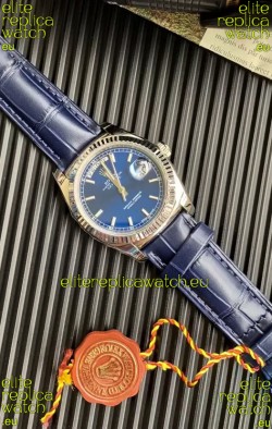 Rolex Day Date 904L Steel Casing Watch in Blue Dial 36MM - 1:1 Mirror Quality 