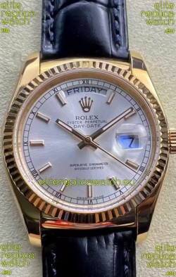 Rolex Day Date Yellow Gold Casing Watch in Steel Dial 36MM - 1:1 Mirror Quality 