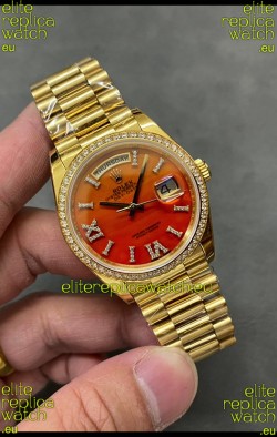 Rolex Day Date Carnelian 18K Yellow Gold Watch 36MM - 1:1 Mirror Replica Watch 