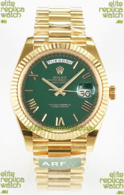 Rolex Day Date Super Clone 18K Yellow Gold Watch 40MM - Green Dial 1:1 Mirror Quality