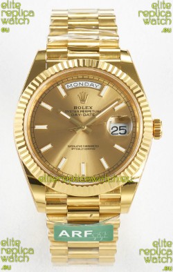 Rolex Day Date Super Clone 18K Yellow Gold Watch 40MM - Gold Dial 1:1 Mirror Quality
