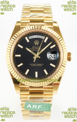 Rolex Day Date Super Clone 18K Yellow Gold Watch 40MM - Black Dial 1:1 Mirror Quality