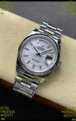 Rolex Day Date Super Clone 904L Stainless Steel Watch 40MM - Mother of Pearl Dial Mirror Quality 