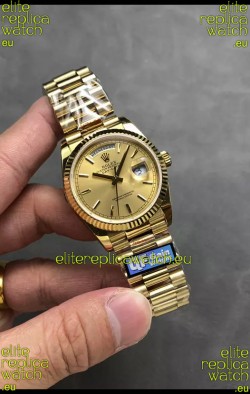 Rolex Day Date Super Clone Yellow Gold Case and Dial Stick Numerals Watch 36MM - 1:1 Mirror Quality