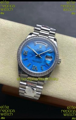 Rolex Day Date Turquoise Set 18K Stainless Steel Watch 36MM - 1:1 Mirror Replica Watch 