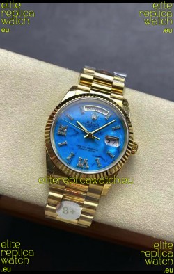 Rolex Day Date Turquoise Set 18K Yellow Gold Watch 36MM - 1:1 Mirror Replica Watch 