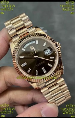 Rolex Day Date 40MM 228235 Rose Gold in Dark Brown Dial 1:1 Mirror Replica Watch