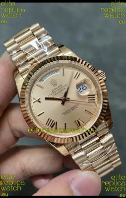 Rolex Day Date 40MM 228235 Rose Gold in Gold Roman Dial 1:1 Mirror Replica Watch