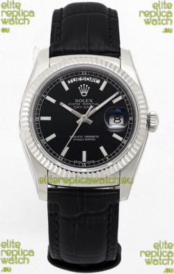 Rolex Day Date 904L Steel Casing Watch in Black Dial 36MM - 1:1 Mirror Quality