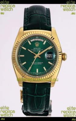 Rolex Day Date Yellow Gold 904L Steel Casing Watch in Green Dial 36MM - 1:1 Mirror Quality