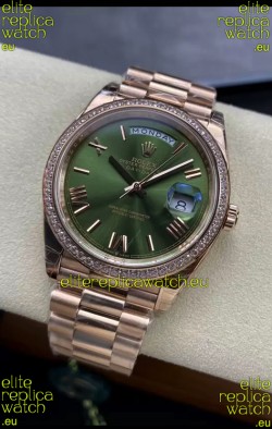 Rolex Day Date Presidential 18K Rose Gold Watch 40MM - Olive Green Dial 1:1 Mirror Quality