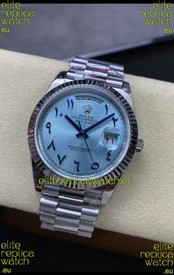 Rolex Day Date Presidential Stainless Steel ICE Blue Arab Dial Watch 40MM - 1:1 Mirror Quality