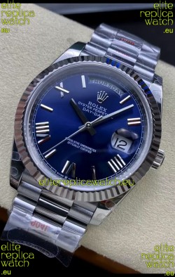 Rolex Day Date Presidential Stainless Steel Navy Blue Dial Watch 40MM - 1:1 Mirror Quality