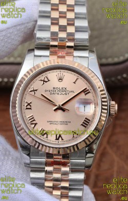 Rolex Datejust 36MM ETA-3135 Movement Swiss Replica in 904L Two Tone Champange Dial