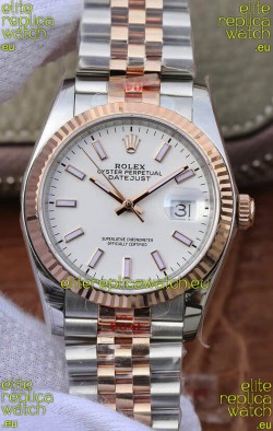 Rolex Datejust 36MM ETA-3135 Movement Swiss Replica in 904L Two Tone White Dial