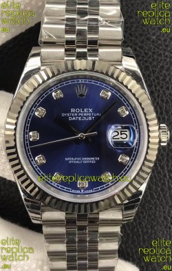 Rolex Datejust 36MM ETA-3135 Movement Swiss Replica in 904L Steel in Blue Dial 