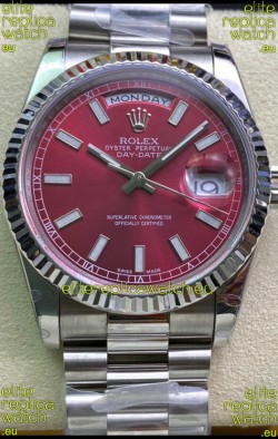 Rolex Day Date Presidential 904L Steel 36MM - Maroon Dial 1:1 Mirror Quality Watch