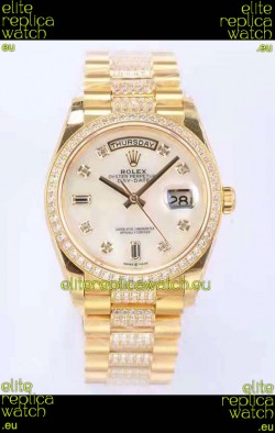 Rolex Day Date Presidential 18K Yellow Gold Watch 36MM - White Pearl Dial 1:1 Mirror Quality Watch