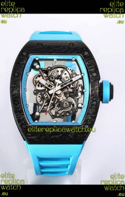 Richard Mille RM055 Black Carbon Casing 1:1 Mirror Replica Watch in Blue Strap