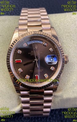 Rolex Day Date 36MM 118235 Rose Gold in Brown Dial 1:1 Mirror Replica Watch