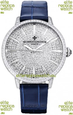 Vacheron Constantin Patrimony Self-Winding Jewellery Diamonds Paved Dial in White Gold Plating