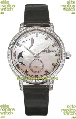 Vacheron Constantin Traditionelle Moon Phase Mother of Pearl Dial in Steel Case Swiss Replica
