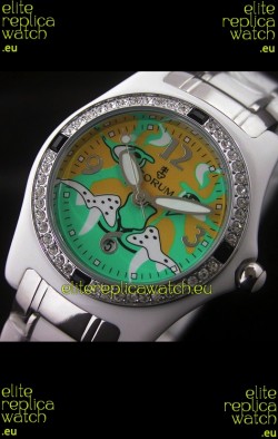 Corum Imitation Ceramics Japanese Replica Watch in Light Green & Yellow Dial