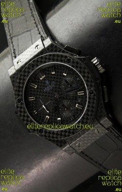 Hublot Swiss Replica Watch in Black Fibre Carbon Dial