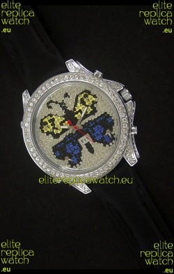 Five Time Zones J&C Clone Watch in Full Diamonds