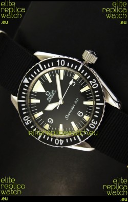 Omega Seamaster 300 Black Dial Swiss Watch with Navy Strap