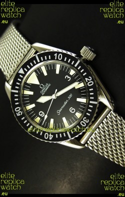 Omega Seamaster 300 Black Dial Swiss Watch with Mesh Strap