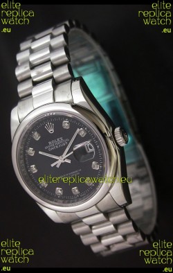 Rolex Datejust Oyster Perpetual Diamonds Swiss Watch in Black Dial