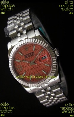 Rolex Datejust Mens Swiss Replica Watch in Orange Dial
