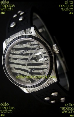 Rolex Datejust Mens Swiss Replica Leopard Watch in Diamand Markers