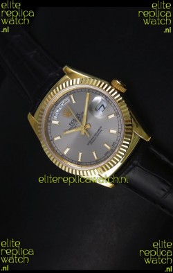 Rolex Day Date 36MM Yellow Gold Swiss Replica Watch - Grey Dial
