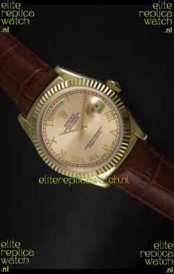 Rolex Day Date 36MM Yellow Gold Swiss Replica Watch - Champange Dial