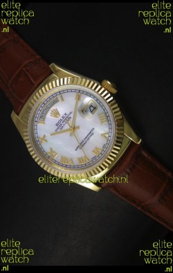 Rolex Day Date 36MM Yellow Gold Swiss Replica Watch - White MOP Dial