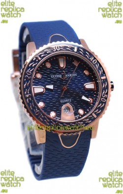 Ulysse Nardin Lady Diver Replica Watch in Gold Casing